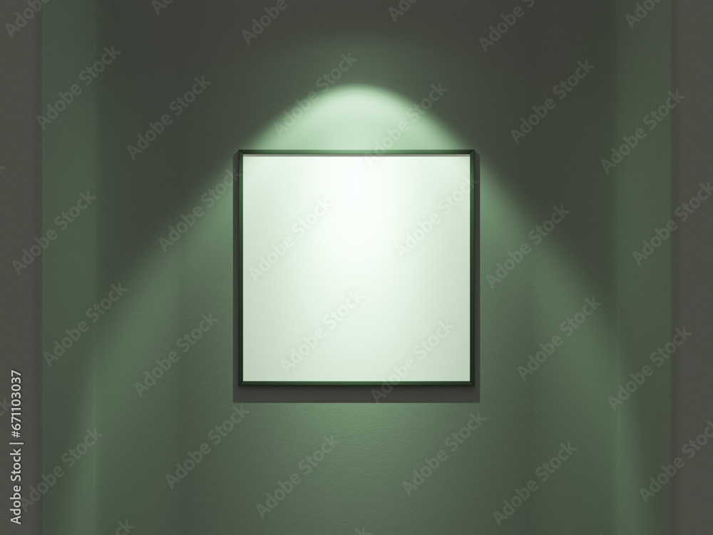 Minimal picture poster frame mockup on green wallpaper Minimal picture poster frame mockup on green wallpaper