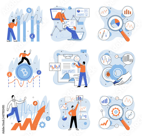 Crypto market. Vector illustration. The financial industry is leveraging blockchain technology to enhance payment systems Success in crypto market is achieved through strategic decision making