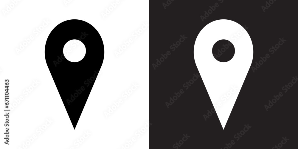 Location icon vector. Pin sign symbol in trendy flat style. Pointer vector icon illustration isolated on white and black background - obrazy, fototapety, plakaty 