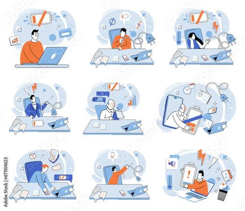 Low energy vector illustration. Taking steps to improve physical and mental health can combat low energy and fatigue The low energy metaphor represents state emotional and physical depletion