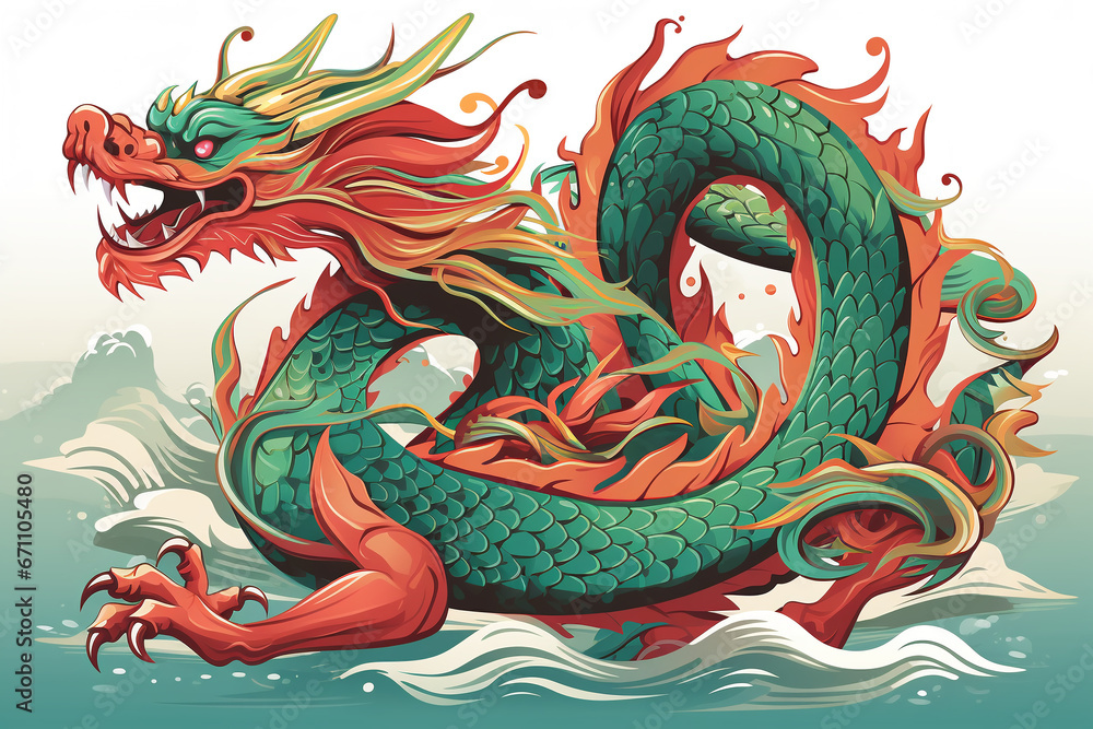 fantasy traditional chinese dragon red green new year 2024 fantasy traditional chinese dragon red green new year 2024