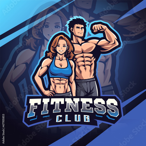 Fitness club esport mascot logo design