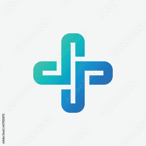 modern healthcare medical cross plus health logo design template