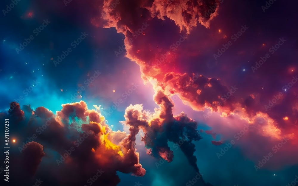 sky with clouds and stars