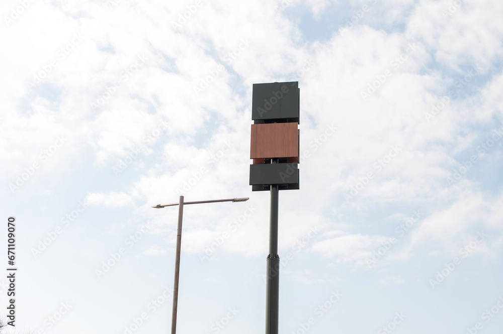 Blank billboard mockups on a tall pole. three billboards with different textures. wooden billboard Blank billboard mockups on a tall pole. three billboards with different textures. wooden billboard