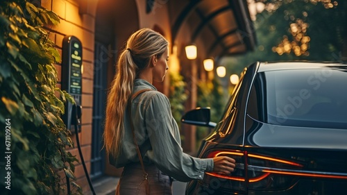 A qualified expert installs the home EV charging station and offers upkeep for the home battery charging platform of electric vehicles. . photo
