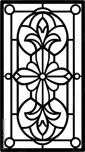 Rectangle Stained Glass Vintage Outline Icon in Hand-drawn Style