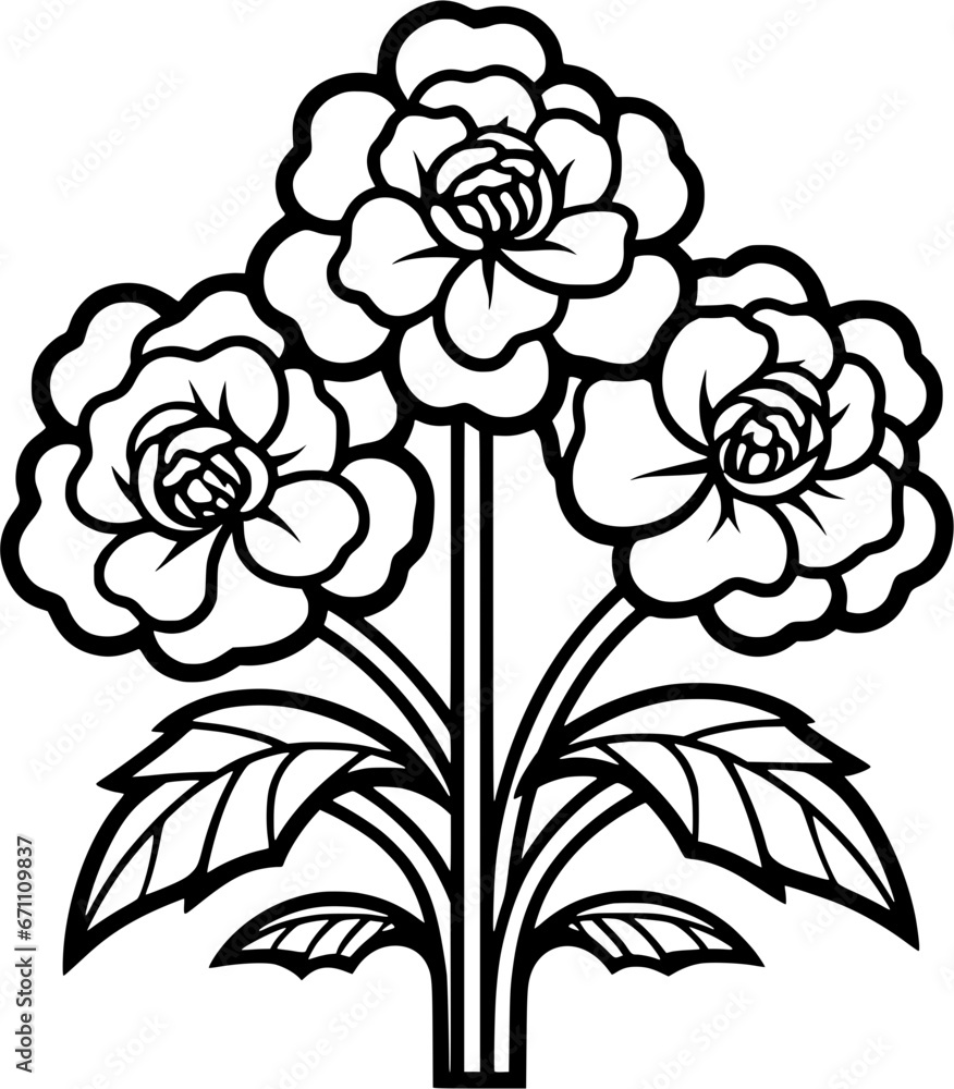 Fototapeta premium Stained Glass Flowers Vintage Outline Icon in Hand-drawn Style