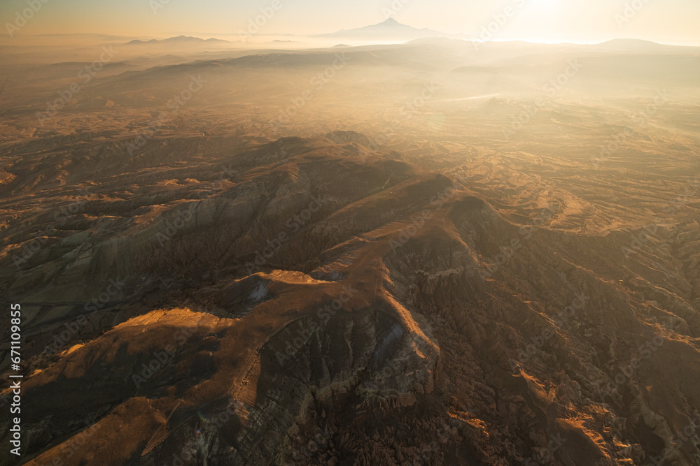 Naklejka premium Cappadocia Nevsehir Sunrise with beautiful view of Landscape