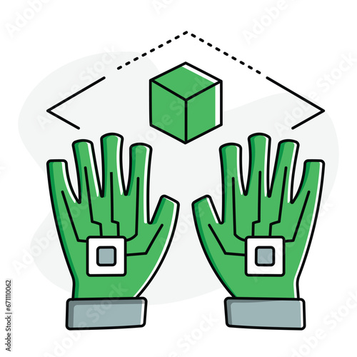Two hands interacting with a 3D object to represent 3D interaction, the ability to manipulate and interact with objects in a virtual environment.
