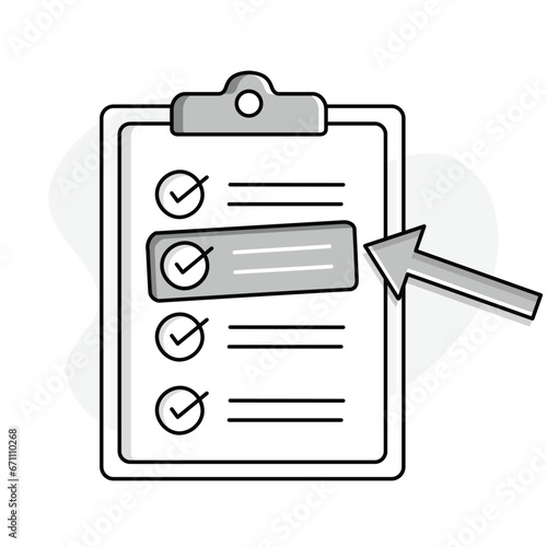 Prioritization Icon. A clipboard icon with tasks representing prioritization, the process of ranking tasks based on their importance and urgency.