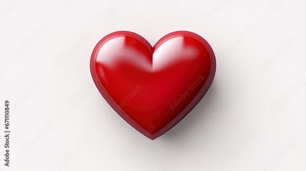 Symbol of Love and Valentine's Red heart shape isolated on white background.