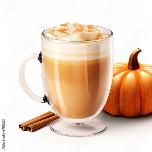 Pumpkin spice latte on isolated white background - ai generative