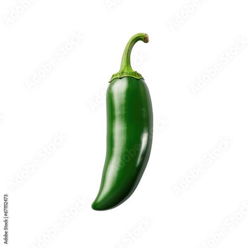  green chillies isolated on transparent background