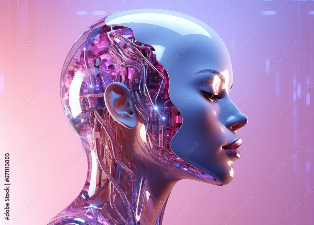 An elegant Android woman, the embodiment of cutting-edge technology and modernity, stands gracefully in a futuristic world. An elegant Android woman, the embodiment of cutting-edge technology and modernity, stands gracefully in a futuristic world.