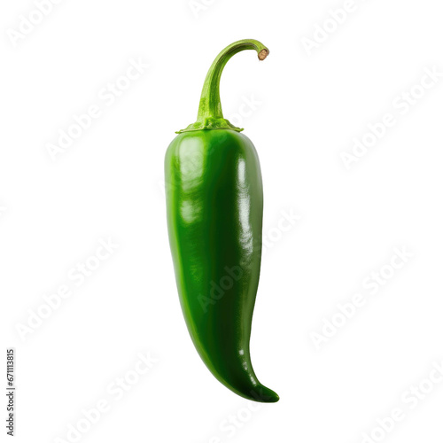 Green pepper green chillies isolated on transparent background