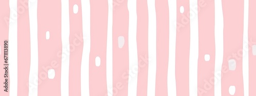 Pink seamless kidult squiggly doodle lines, polka dot fabric pattern. Cute watercolor stripes background texture. Girly girl birthday, baby shower, nursery wallpaper design