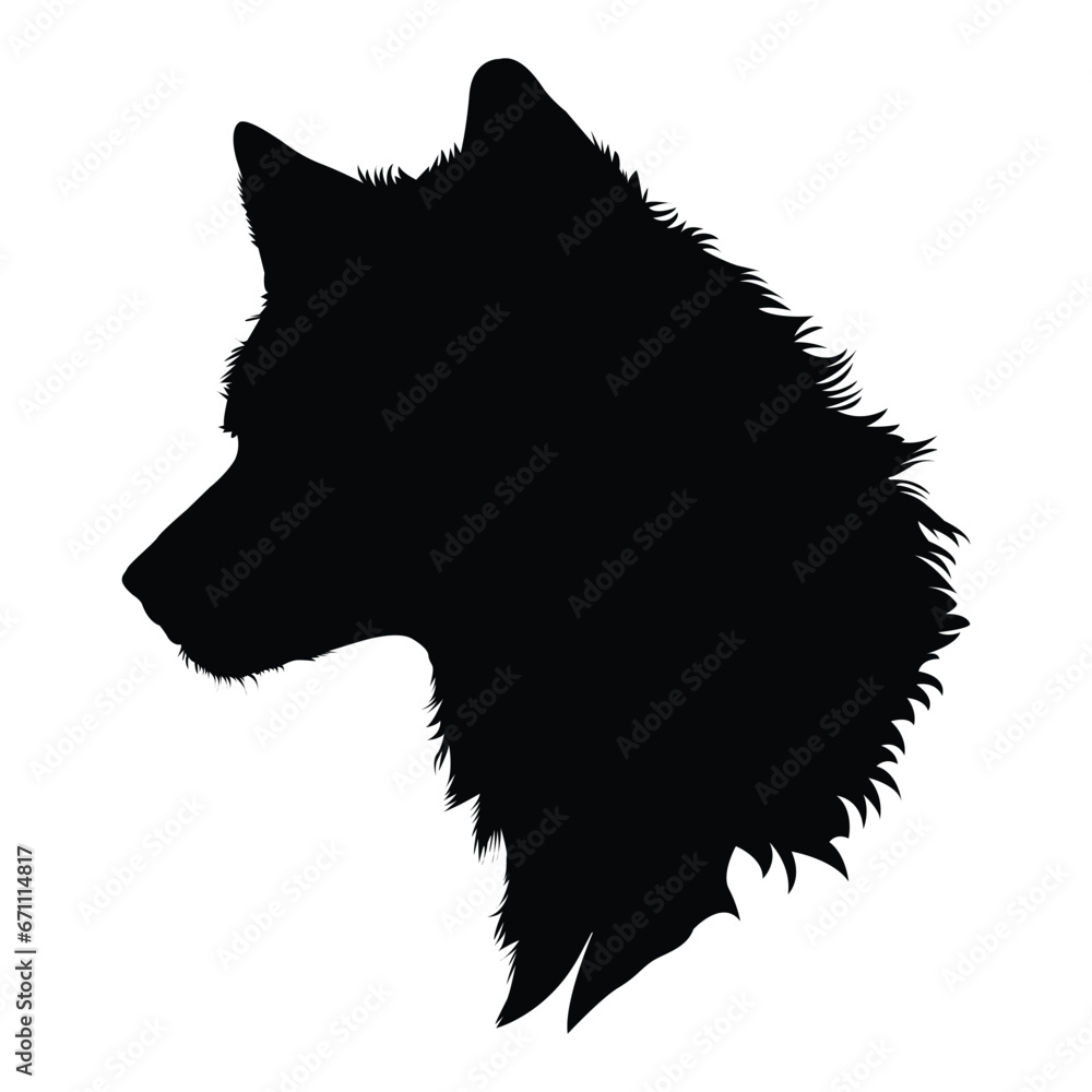 Wolf Silhouette Isolated on White