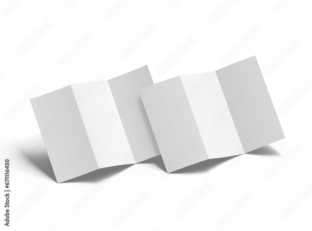 Blank A4 Trifold brochure render on transparent background Blank A4 Trifold brochure render on transparent background