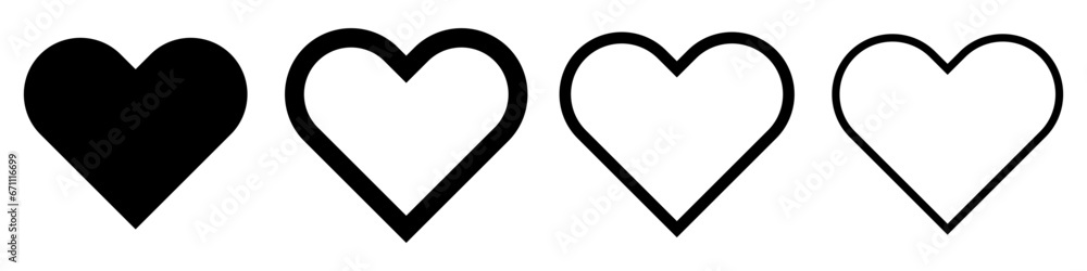 Black heart vector icons set. Vector EPS 10 Black heart vector icons set. Vector EPS 10