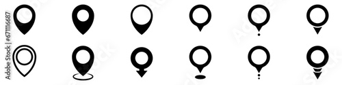 Set of location labels. Map pointer icon, location labels. Set of vector location icons isolated on white background. Stock illustration EPS 10.