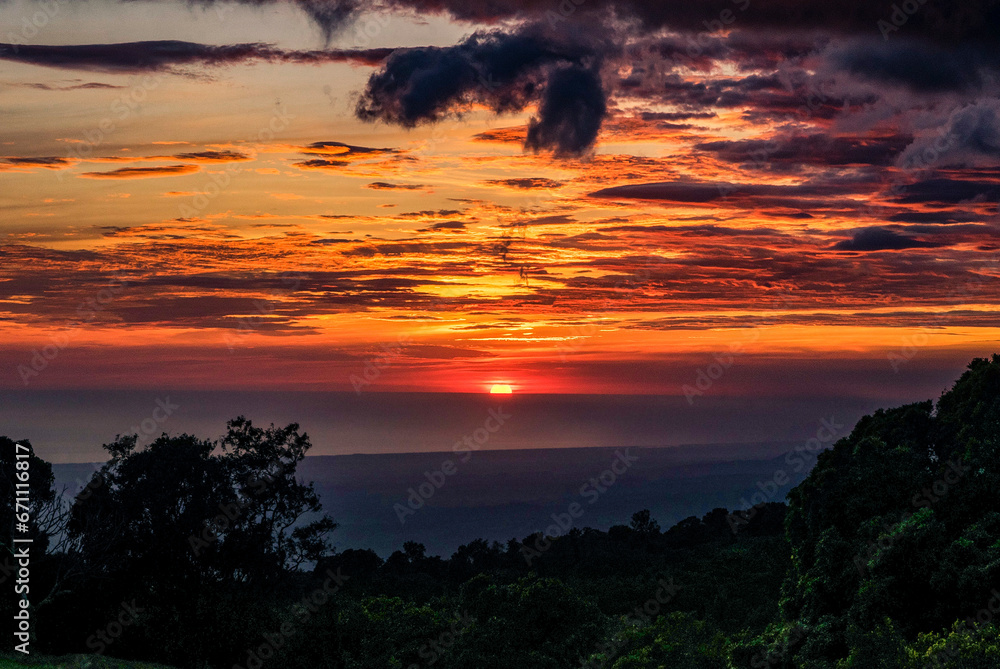 Colorful sunset view from a mountain