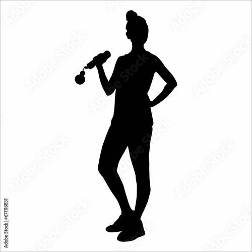 Silhouette of a woman doing gym exercises