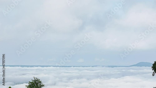 Wide sheets of white mist at Khao Kho, Phetchabun, Thailand
