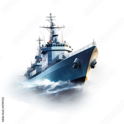 Modern warships isolated on transparent background