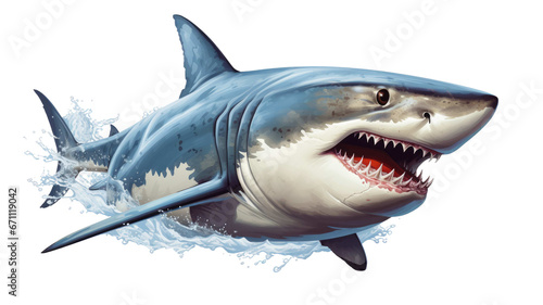  ferocious shark isolated on transparent background