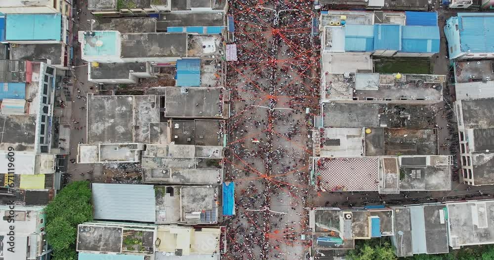 A Birds Eye View Of Huge Crowd During Hindu Religious Festival A Birds Eye View Of Huge Crowd During Hindu Religious Festival