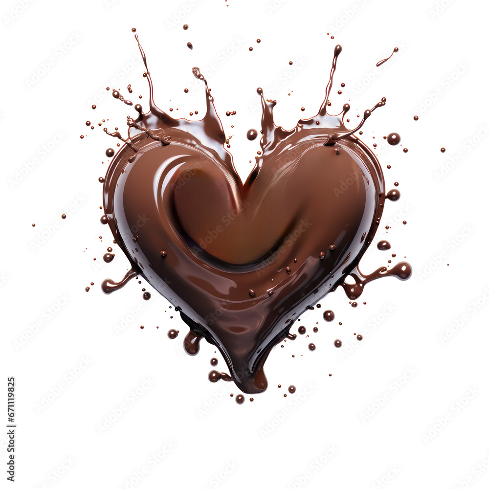 Heart shape chocolate splash on white transparent background, warm melt chocolate, Valentine day. PNG Heart shape chocolate splash on white transparent background, warm melt chocolate, Valentine day. PNG