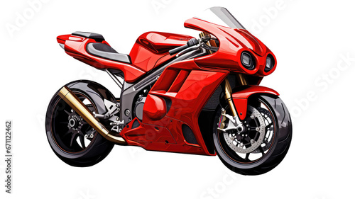 Red racing motorcycle isolated on transparent background