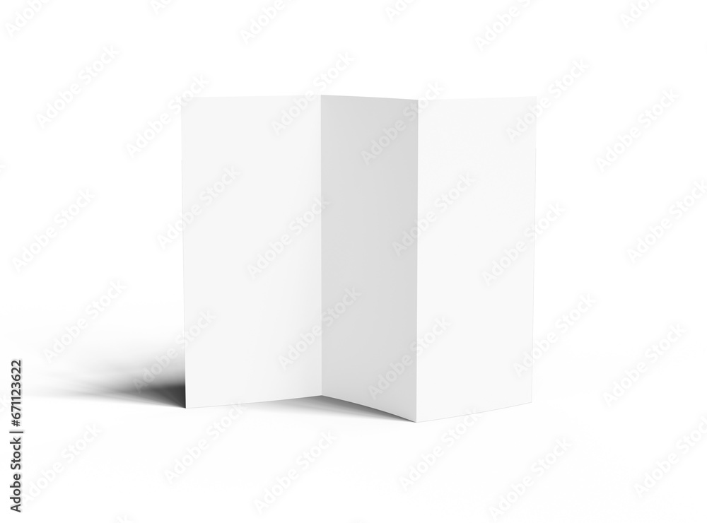 Blank A4 Z-fold brochure render to present your design. On transparent background. Blank A4 Z-fold brochure render to present your design. On transparent background.
