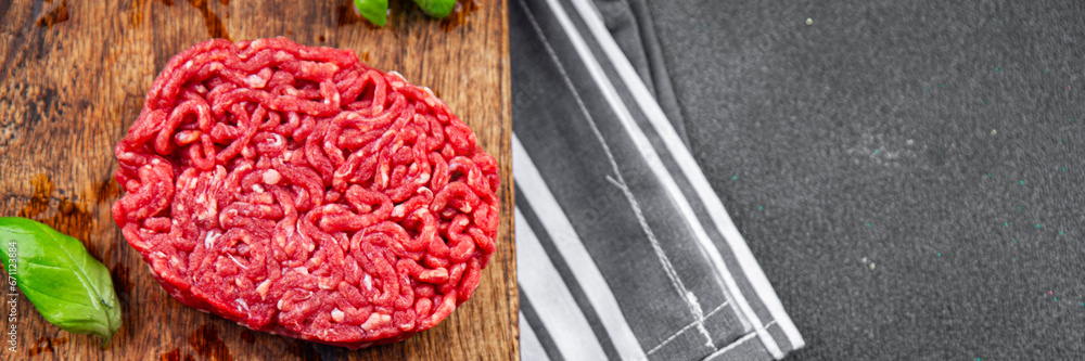 cutlet raw meat fresh appetizer beef hamburger cooking eating meal food snack on the table copy space food background rustic top view cutlet raw meat fresh appetizer beef hamburger cooking eating meal food snack on the table copy space food background rustic top view