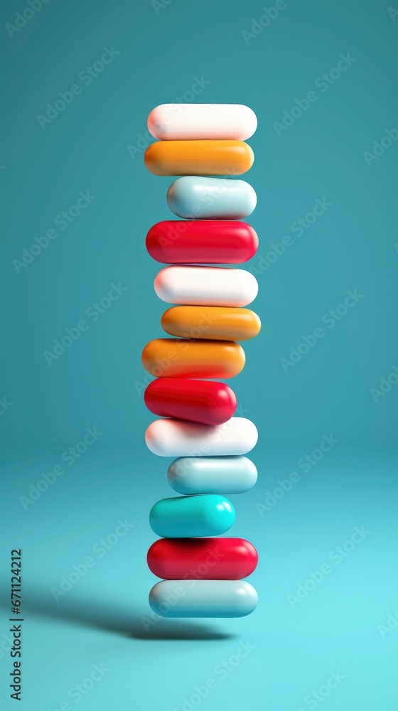 Different medical pills, tabs and capsules falling on solid color background Different medical pills, tabs and capsules falling on solid color background