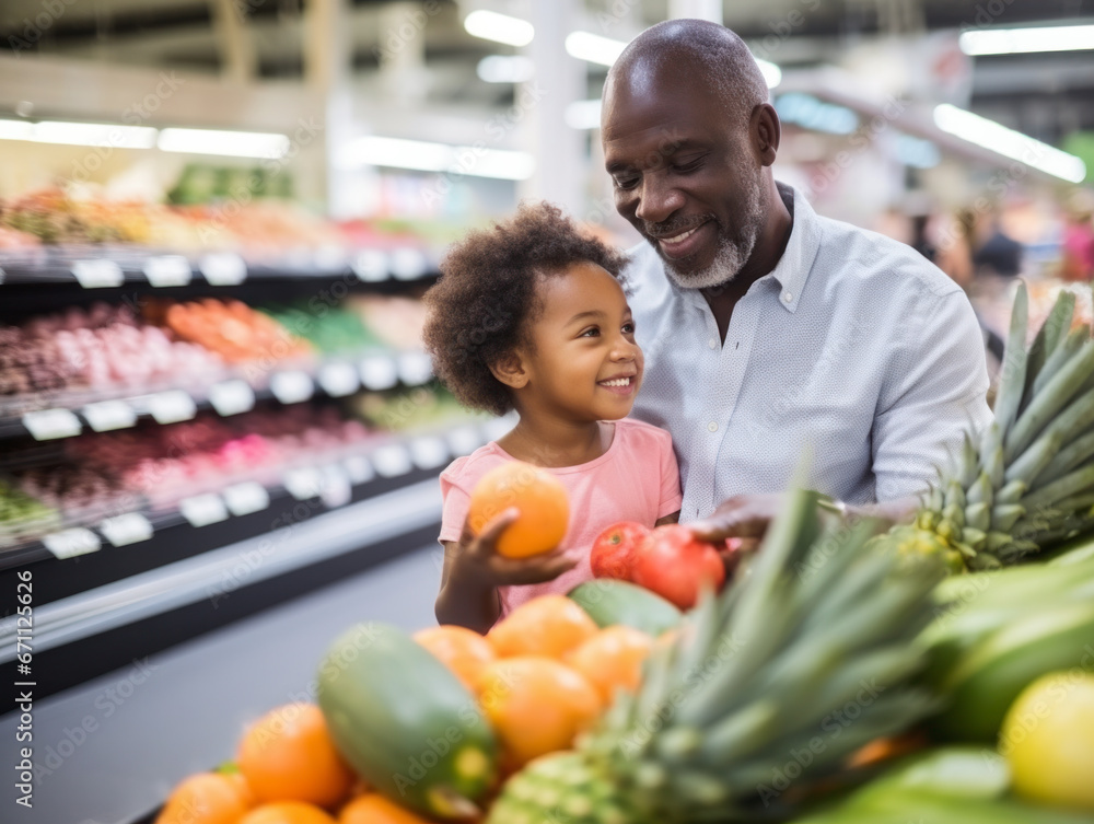 African Americans shopping in supermarkets with babies African Americans shopping in supermarkets with babies