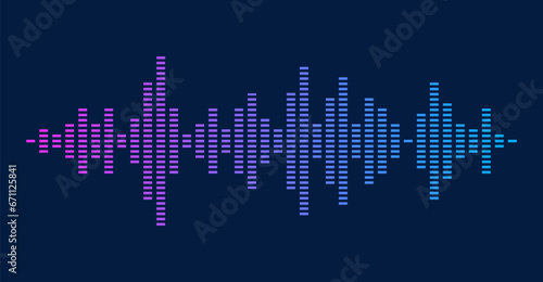 Waves of the equalizer on purple background