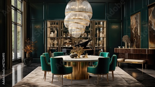 luxurious and opulent art deco dining room photo