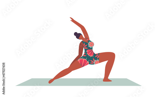 Yoga posture. Girl practising yoga. healthy Lifestyle. Colorful flat vector illustration isolated on a white background.