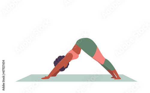 Yoga posture. Girl practising yoga. healthy Lifestyle. Colorful flat vector illustration isolated on a white background.