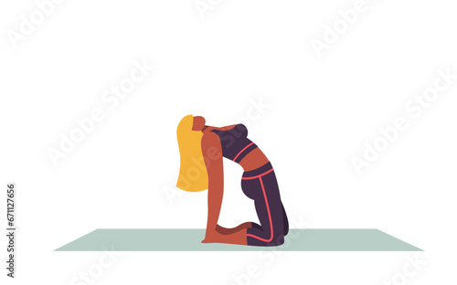 Yoga posture. Girl practising yoga. healthy Lifestyle. Colorful flat vector illustration isolated on a white background.