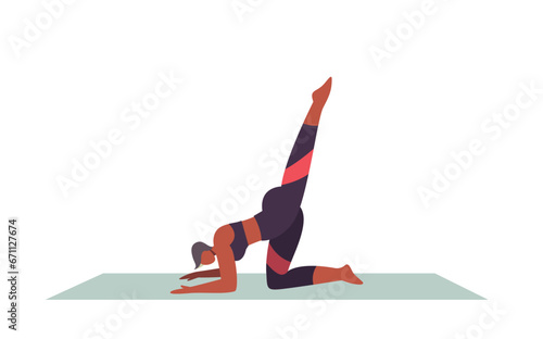 Yoga posture. Girl practising yoga. healthy Lifestyle. Colorful flat vector illustration isolated on a white background.