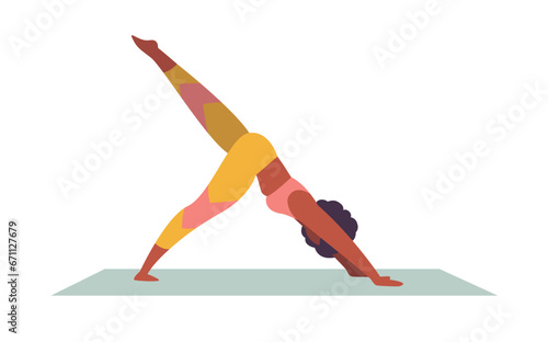 Yoga posture. Girl practising yoga. healthy Lifestyle. Colorful flat vector illustration isolated on a white background.
