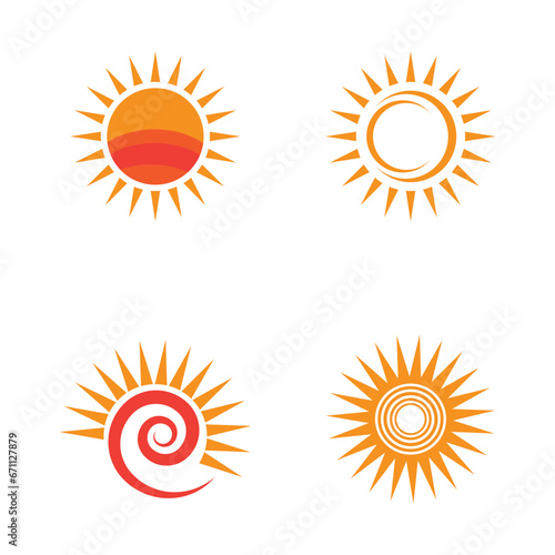 Sun logo vector template and symbol design