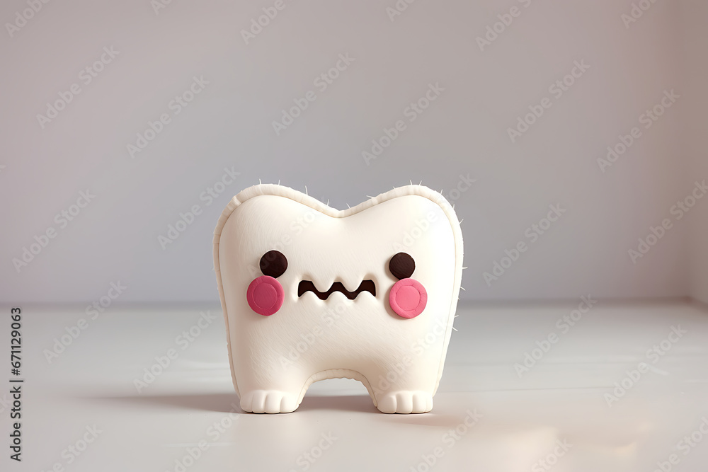 Worried felt Tooth Mascot Worried felt Tooth Mascot
