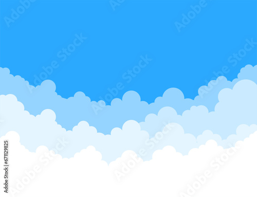 Abstract white cloud on blue sky. Border of clouds. Vector stock illustration