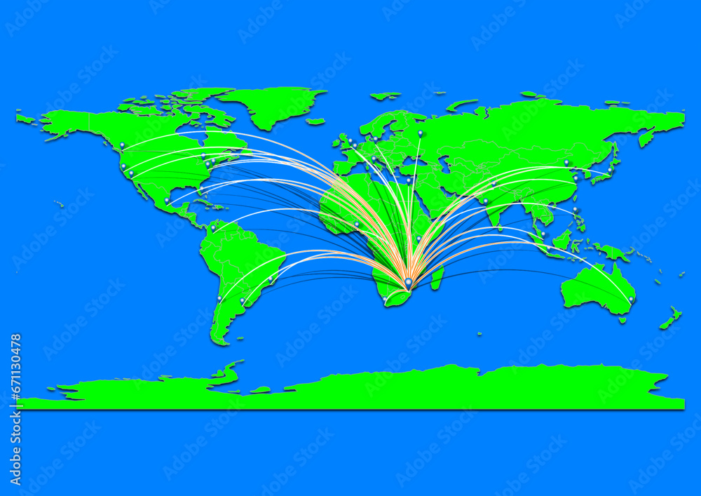 Naklejka premium Lobamba, eSwatini map - Concept map for Lobamba, eSwatini on World map. Suitable for export concepts. File is suitable for digital editing and prints of all sizes.