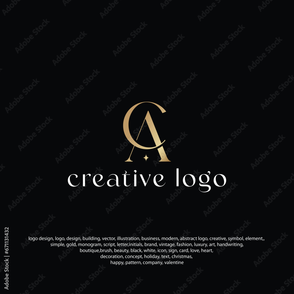 CA luxury logo or AC logo, CA icon, AC logo, modern logo, golden ...