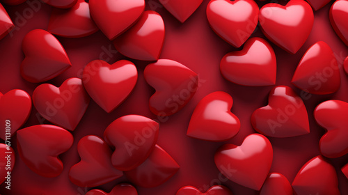 Valentines day background with red heart cut outs